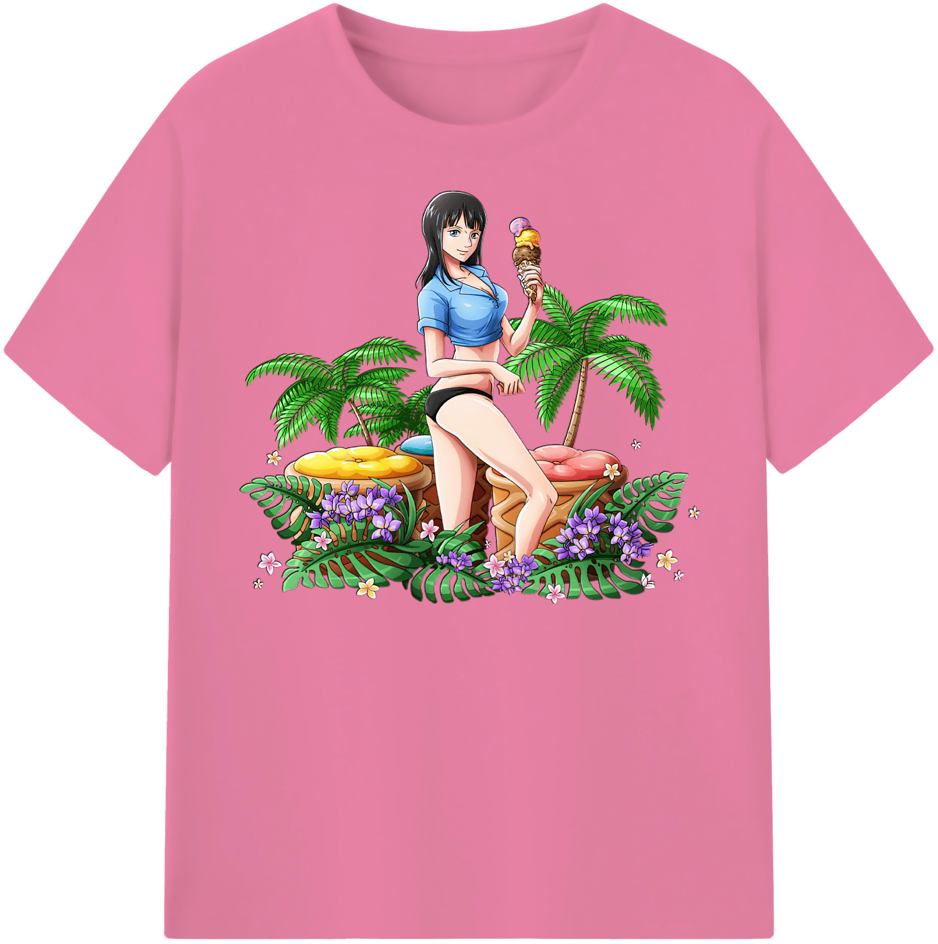 ワンピース ニコ・ロビン ONE PIECE Nico Robin 綿100％半袖Tシャツ（フロントプリント）